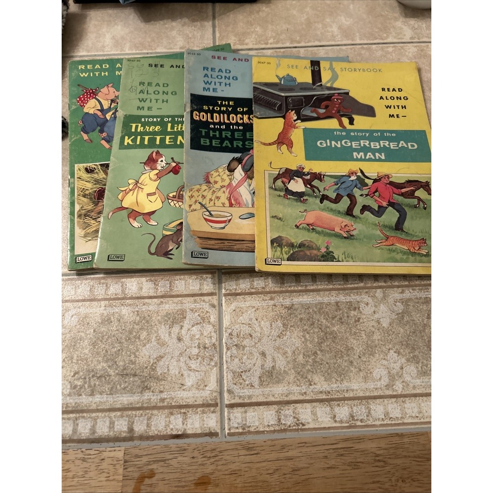 Vintage Lowe See And Say Storybook‎ Lot 4 Little Kittens Three Little Pigs